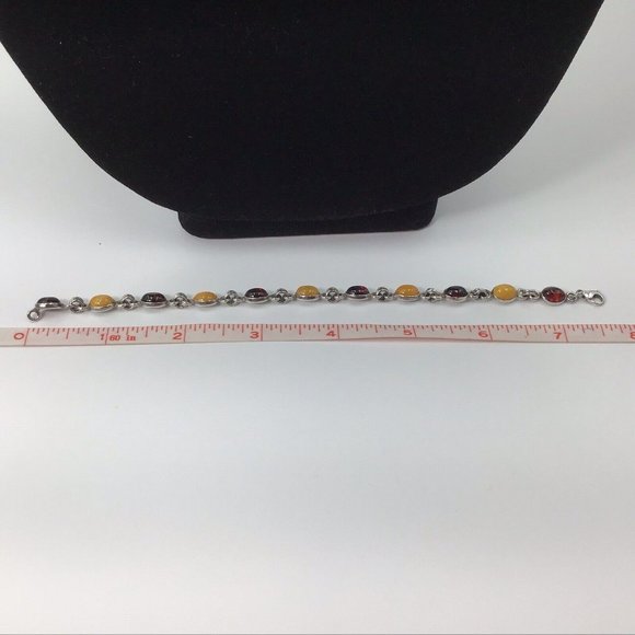 Amber Bracelet Butterscotch Cognac Sterling Silver Vintage 5x7mm 7.5” - Picture 6 of 9